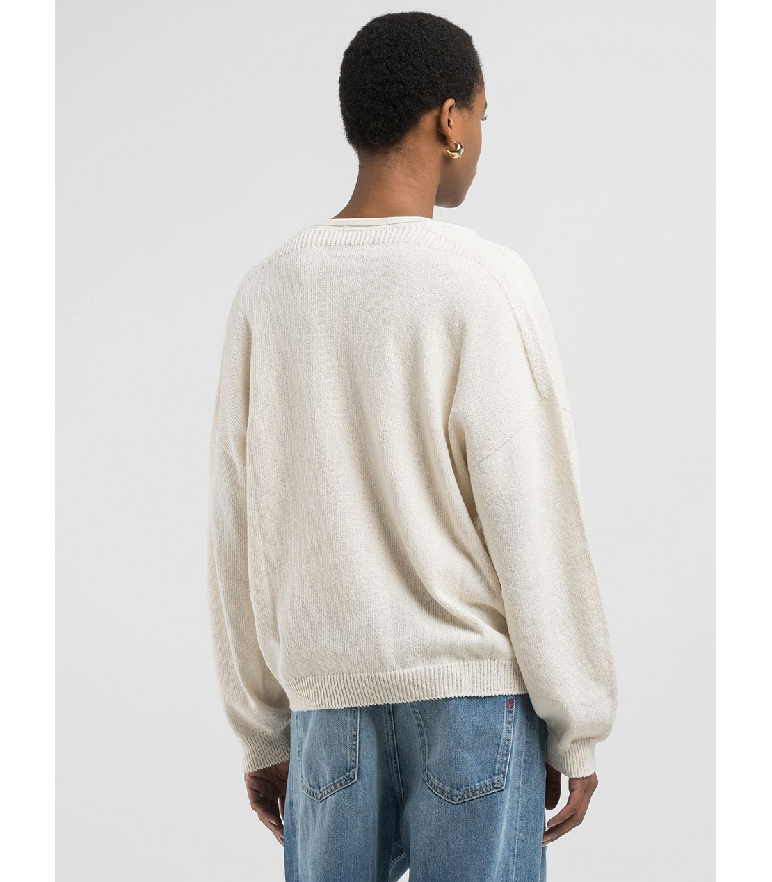 シームレスリサイクルコットンVネックニット 詳細画像 バターホワイト 2